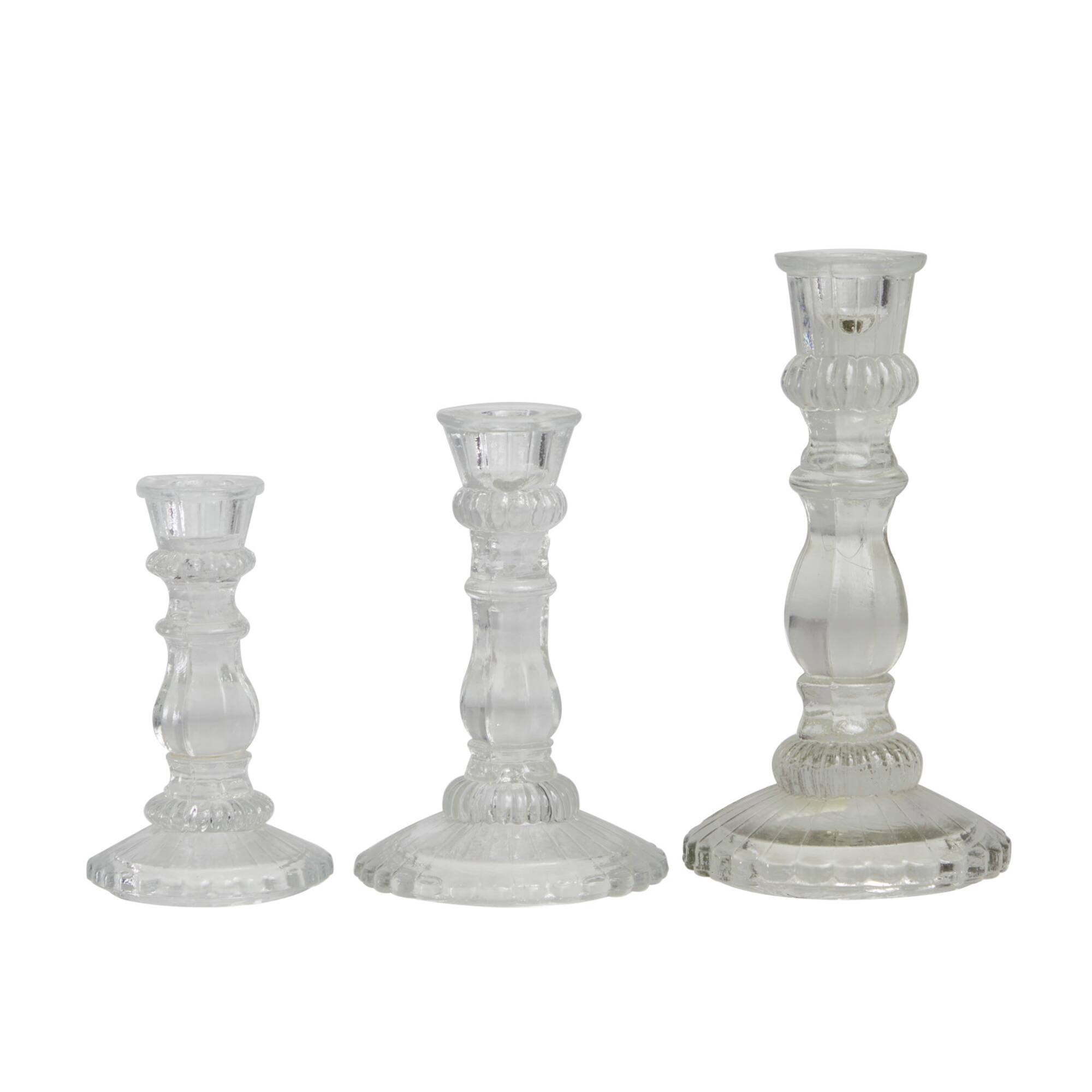 Clear Glass Candle Holder Set